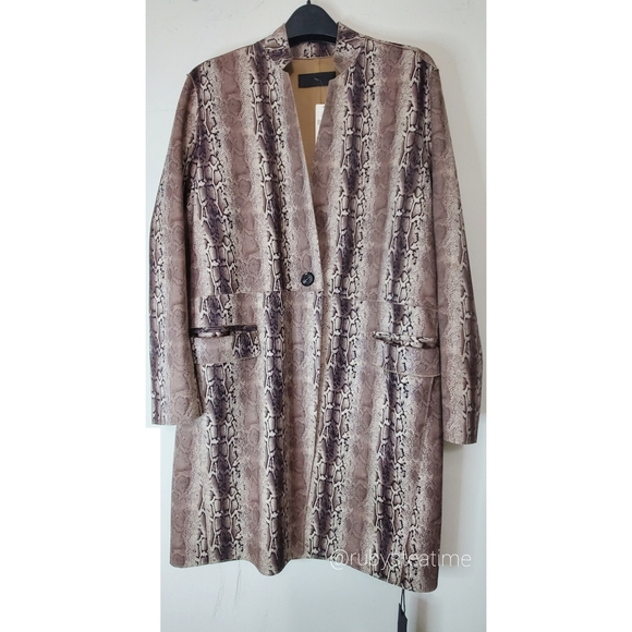 BLANK NYC /ANTHRO Renegade Snake Print Long Blazer Jacket, Vegan Faux Suede, NWT - Picture 3 of 15